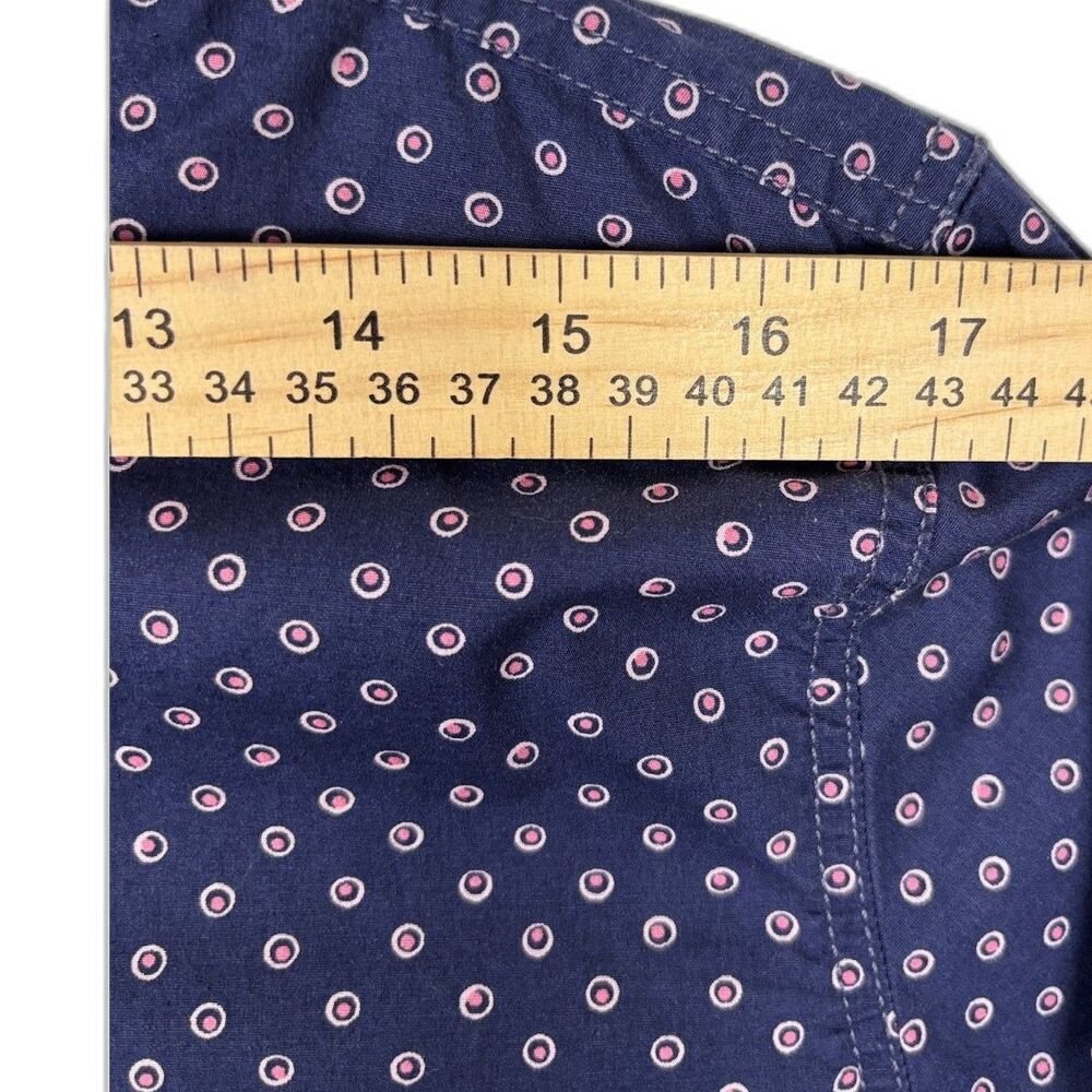 L.L. Bean Navy Blue Pink Polka Dot Button Down Shirt Women's XL Cotton Stretch - Picture 11 of 11